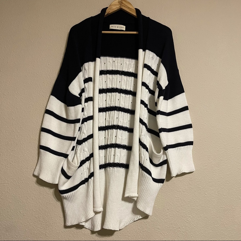 MILL‎ & ROW STRIPE KNIT Long CARDIGAN - Picture 3 of 9